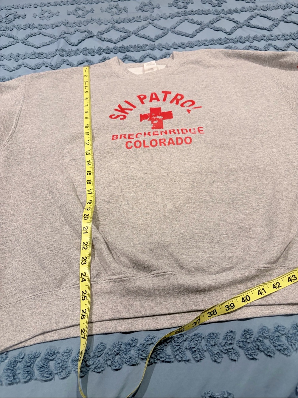 Gildan Gray Crewneck Sweatshirt with Red Ski Patrol Graphics - Picture 7 of 7